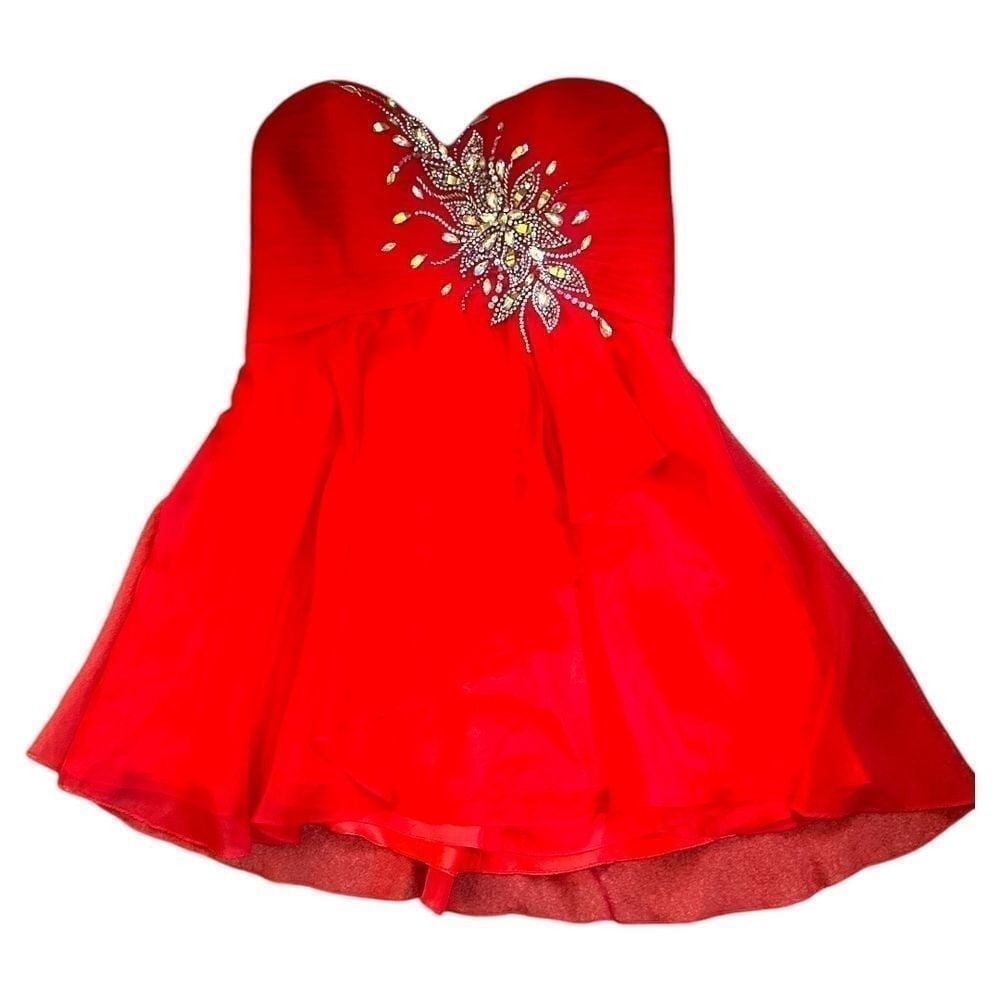 Alyce Red Cocktail Dress with Crystal Embellishment Homecoming Prom Size 14